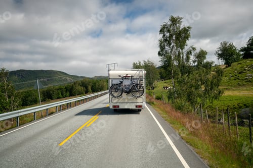 Preview: VR Caravan car travels on the highway.