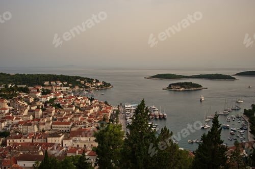 Preview: Above shot of town Hvar on Adriatic sea, Croatia