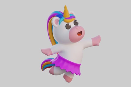 Preview: Cartoon rainbow mane unicorn character
