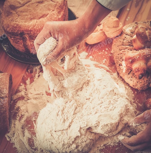 Preview: Cook hands preparing dough for homemade pastry