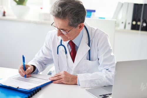 Preview: Senior man working in his doctor’s office