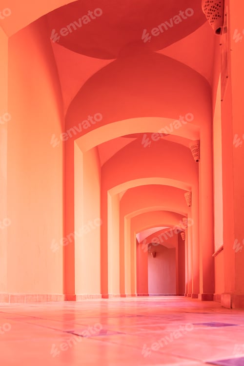 Preview: Terracotta corridor with many arches