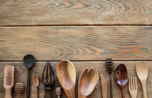 Preview: Old wooden kitchen utensils