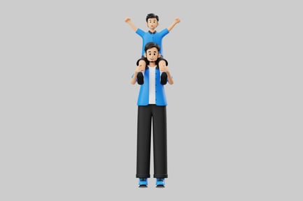 Preview: Father and son celebration cartoon