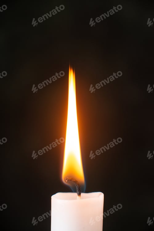 Preview: front view of burning candle on black background evil death funeral war