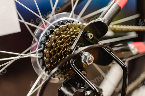 Preview: cassette on the rear wheel of a mountain bike to change gears.