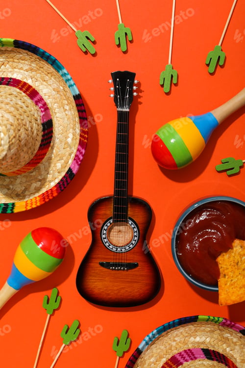 Preview: Composition for Cinco de Mayo concept, top view
