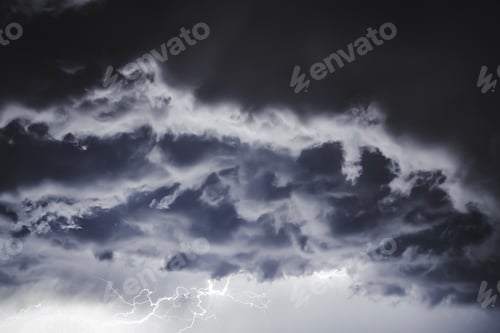 Preview: Sky with lightning . Storm, rain