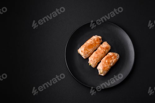 Preview: Delicious baked pork or chicken roll with mushrooms, spices and herbs inside