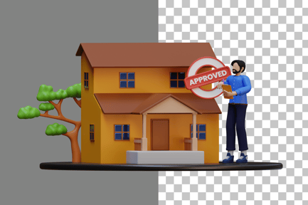 Preview: Estate Agents with House Inspection 3D Illustration