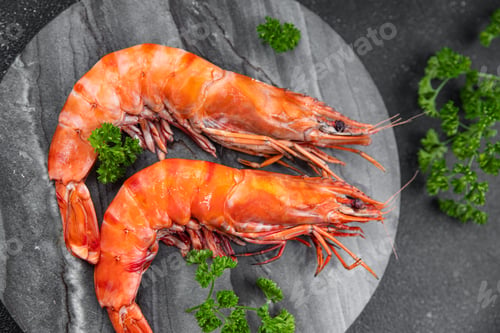 Preview: langoustine large gambas shrimp fresh prawn eating cooking appetizer meal food snack on the table