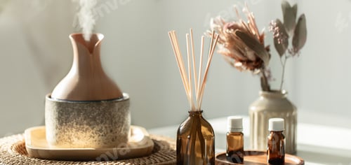 Preview: Spa composition with incense sticks, air humidifier and aroma oils.