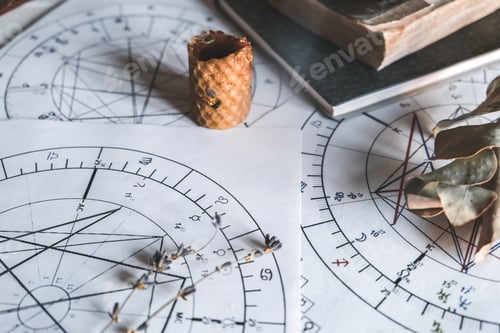 Preview: Astrology. Astrologer calculates natal chart and makes a forecast of fate Tarot cards, Fortune telli