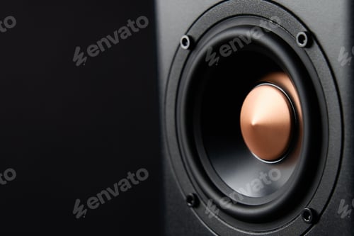 Preview: Sound speaker on dark background with copy space
