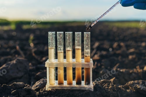 Preview: Field soil samples for analysis. Selective focus.