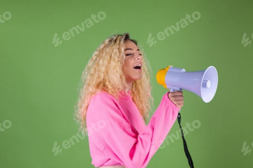 Preview: Young blonde woman with long curly hair
