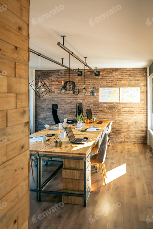 Preview: Interior of industrial style coworking office