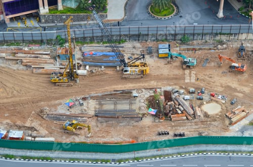 Preview: The view of the construction site on a sunny day reveals a bustling scene of activity