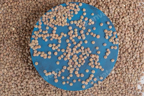 Preview: Green lentil beans on a wooden platter