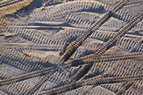 Preview: View of tire tracks on the ground