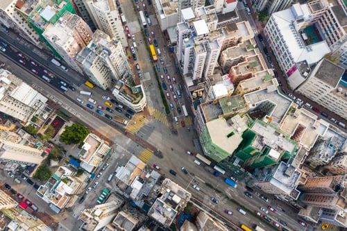 Preview: Sham Shui Po, Hong Kong, 19 March 2019: Top view of Hong Kong city