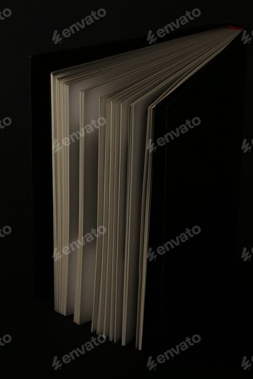 Preview: A Black Book Stands Against A Black Background