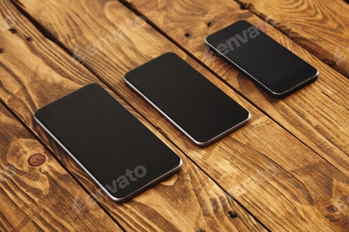 Preview: Different generations of modern smartphones isolated