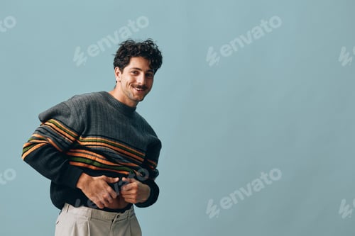 Preview: Fashion man portrait smile hipster handsome face