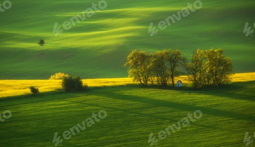Preview: South Moravia landscape and farmland at sunrise