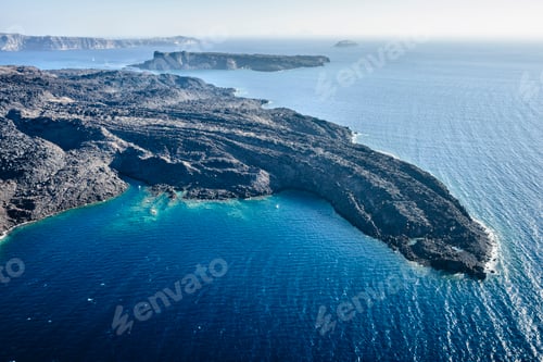 Preview: 54355,Aerial view of rocky rural coastline, Thira, Egeo, Greece