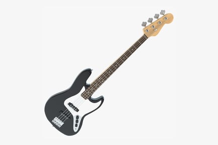 Preview: Black Electric Bass Guitar, Standard Style