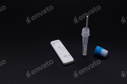 Preview: kit for covid and disease testing on a black background