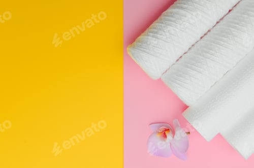Preview: cartridges for water purification on a colored background. Concept of clean water at home