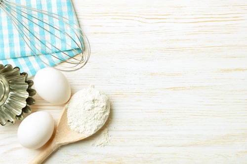 Preview: Baking ingredients on white wooden background