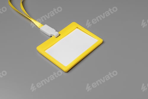 Preview: Blank yellow badge mock up on gray background