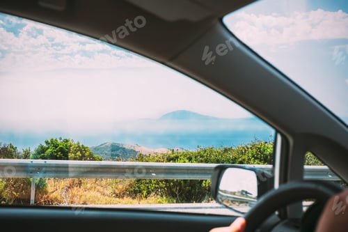 Preview: Spain. View Of Gibraltar From Car Window. Travel, Trip, Vacation. First Person View, FPV
