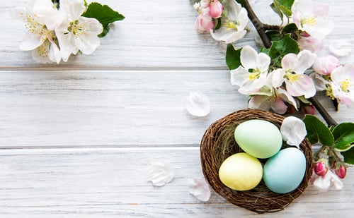 Preview: Top view of painted easter eggs