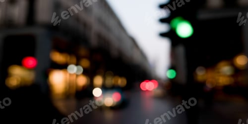 Preview: City light blur bokeh, defocused background.