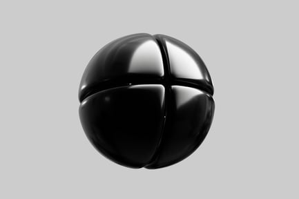 Preview: Four-part glossy black sphere