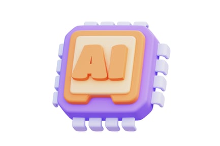 Visualização: Ilustração 3D do chip AI