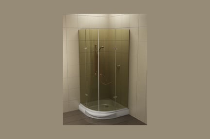 Vista previa: Cabina de ducha rectangular de vidrio con accesorios de pared