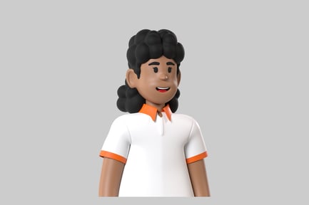 Preview: Curly hair animated character