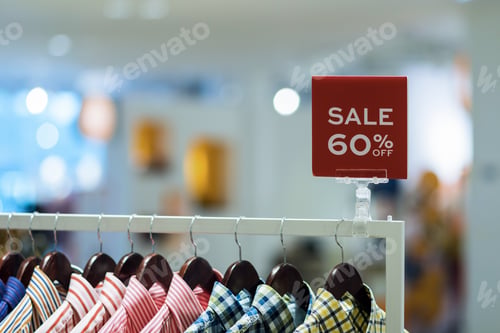Preview: sale 60% off mock up advertise display frame setting over the clothes line in the shopping