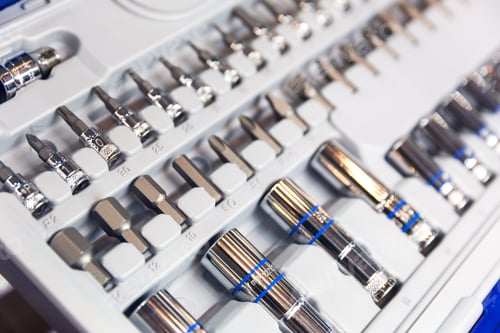 Preview: Professional toolbox, heads and nozzles closeup