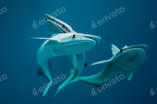 Preview: Two majestic rays glide through the deep blue sea