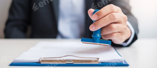 Preview: Businessman stamp during signing contract document.Business contract, approve, partnership, contract