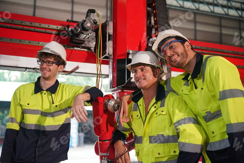 Preview: Robotics engineer working on maintenance of robotic arm in factory warehouse. Business technology.