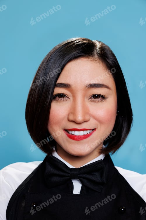 Preview: Smiling waitress closeup portrait