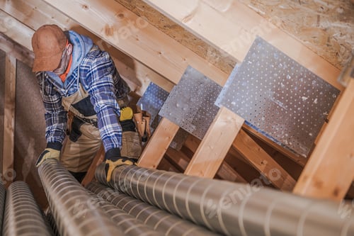 Preview: HVAC Technician Assembling Air Vent In House.