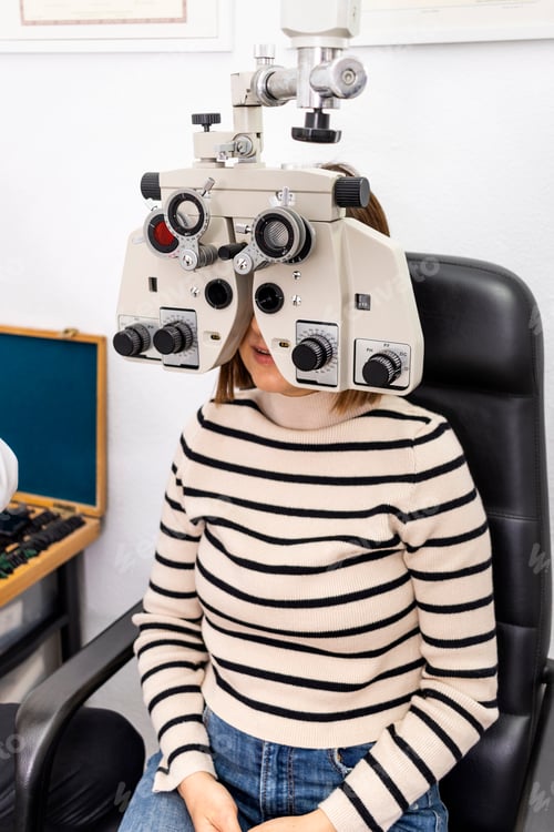 Preview: Eye Care Expertise: Redheaded Optometrist Conducting Vision Test on Young Patient